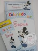 Kit Livro Colorir com giz de cera e lapela Personalizada