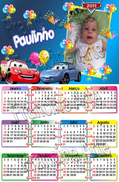 Calendário Imantado Tema Carros