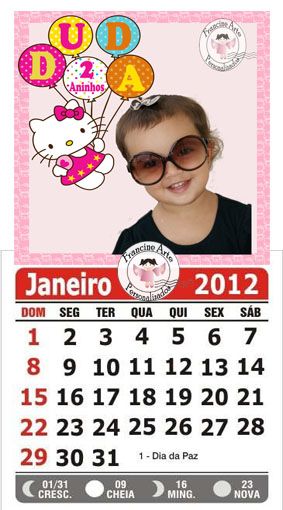 Mini Calendário Tema Hello Kitty